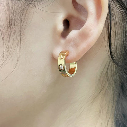 [Renovia Jewelry]LOVE EARRINGS 5.7MM 2 DIAMONDS