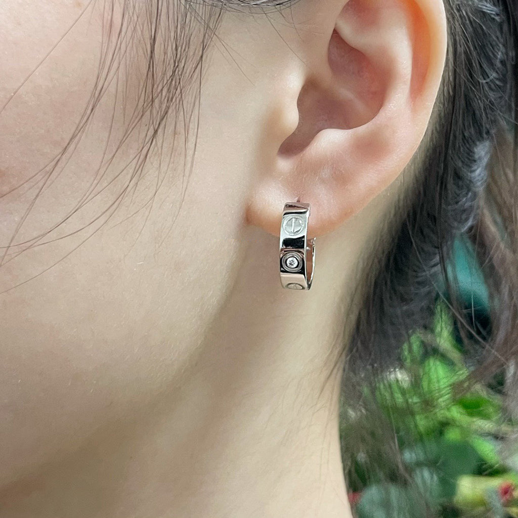 [Renovia Jewelry]LOVE EARRINGS 5.7MM 2 DIAMONDS