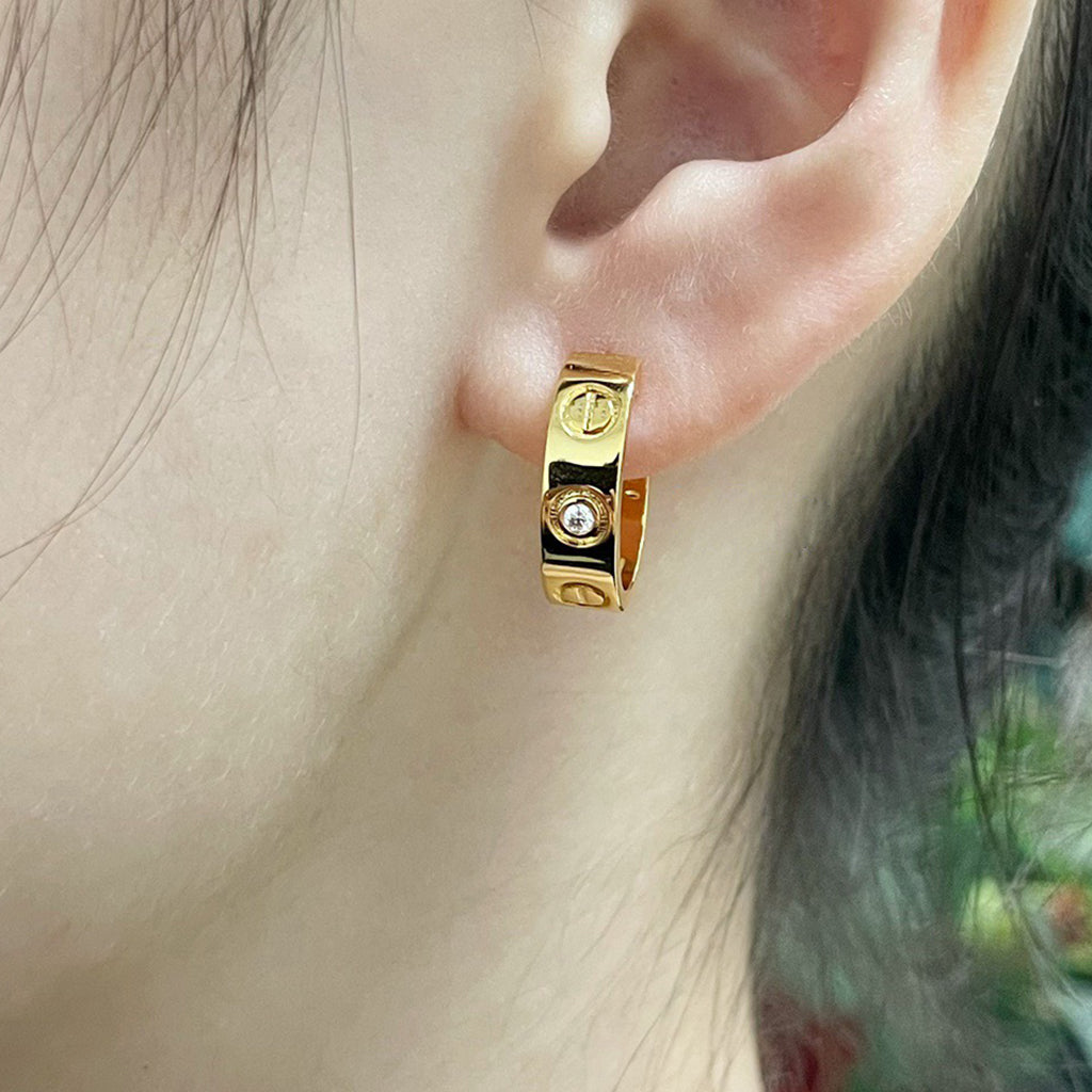 [Renovia Jewelry]LOVE EARRINGS 5.7MM 2 DIAMONDS