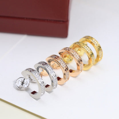 [Renovia Jewelry]LOVE 5.5MM DIAMOND PAVED EARRINGS