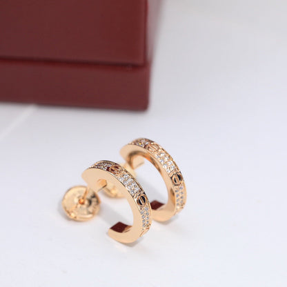 [Renovia Jewelry]LOVE 5.5MM DIAMOND PAVED EARRINGS