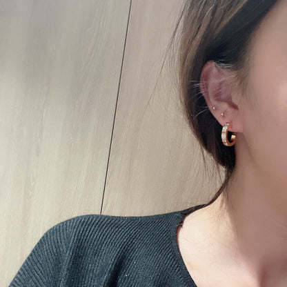 [Renovia Jewelry]LOVE 5.5MM DIAMOND PAVED EARRINGS