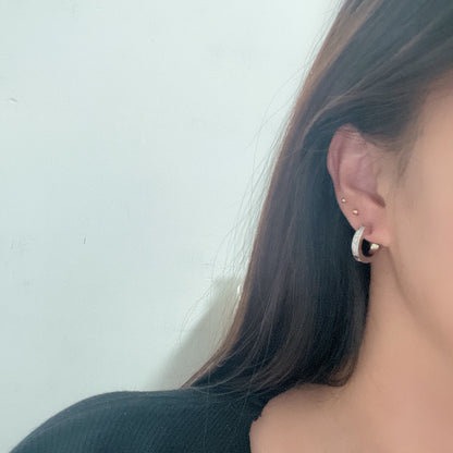 [Renovia Jewelry]LOVE 5.5MM DIAMOND PAVED EARRINGS