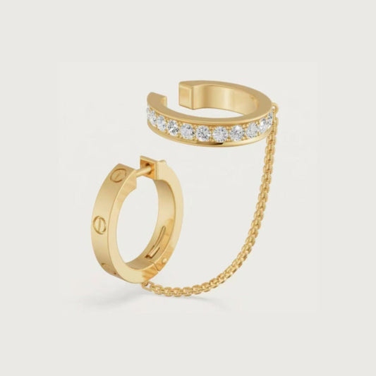 [Renovia Jewelry]LOVE 3.0MM HALF DIAMOND EARRINGS