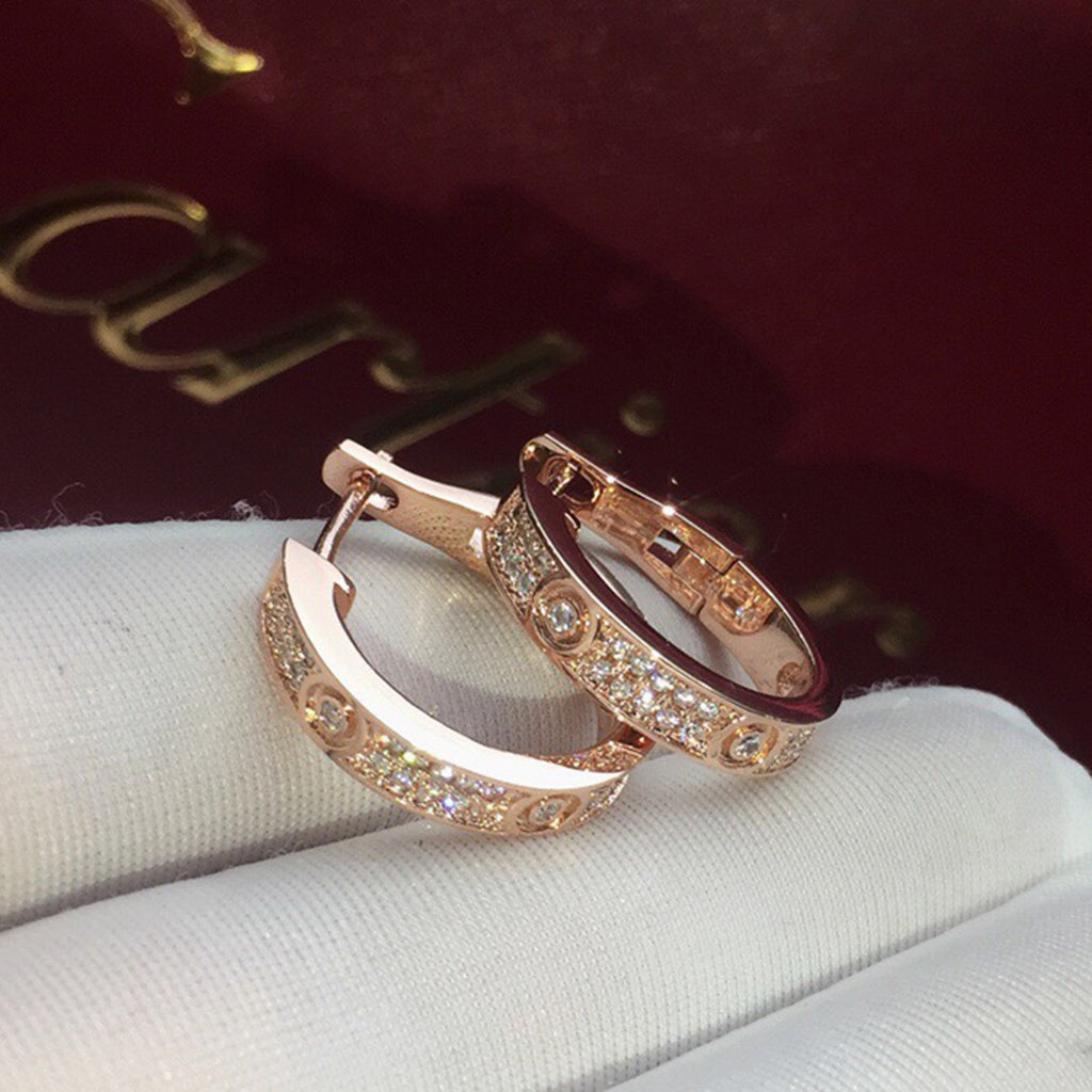 [Renovia Jewelry]LOVE 5.5MM DIAMOND PAVED EARRINGS