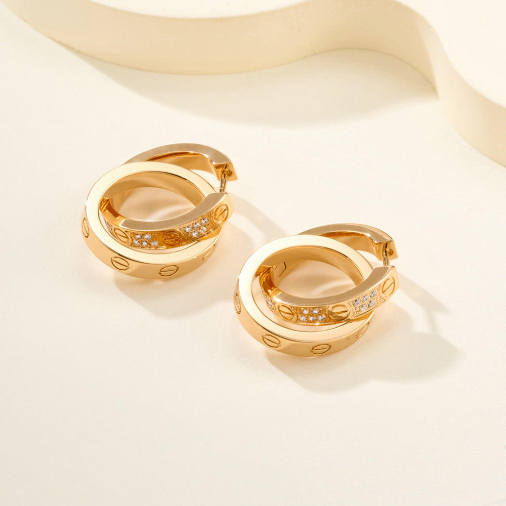 [Renovia Jewelry]LOVE 3.3MM DANGLE HALF DIAMOND EARRINGS