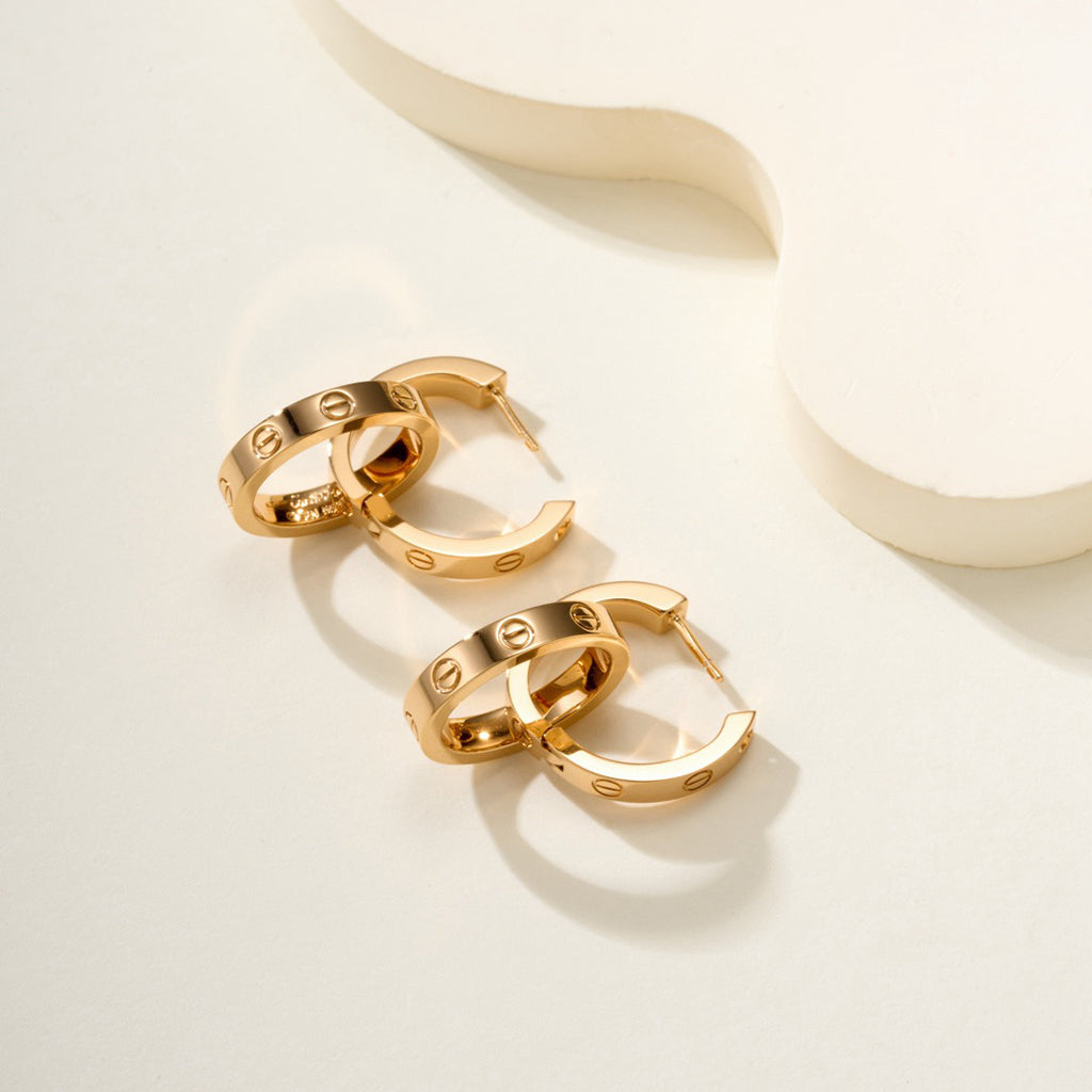 [Renovia Jewelry]LOVE 3.3MM DANGLE HALF DIAMOND EARRINGS