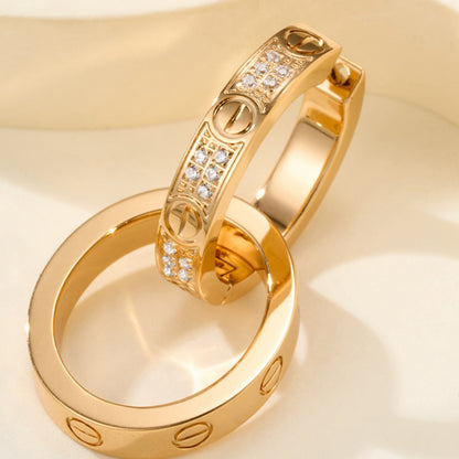 [Renovia Jewelry]LOVE 3.3MM DANGLE HALF DIAMOND EARRINGS
