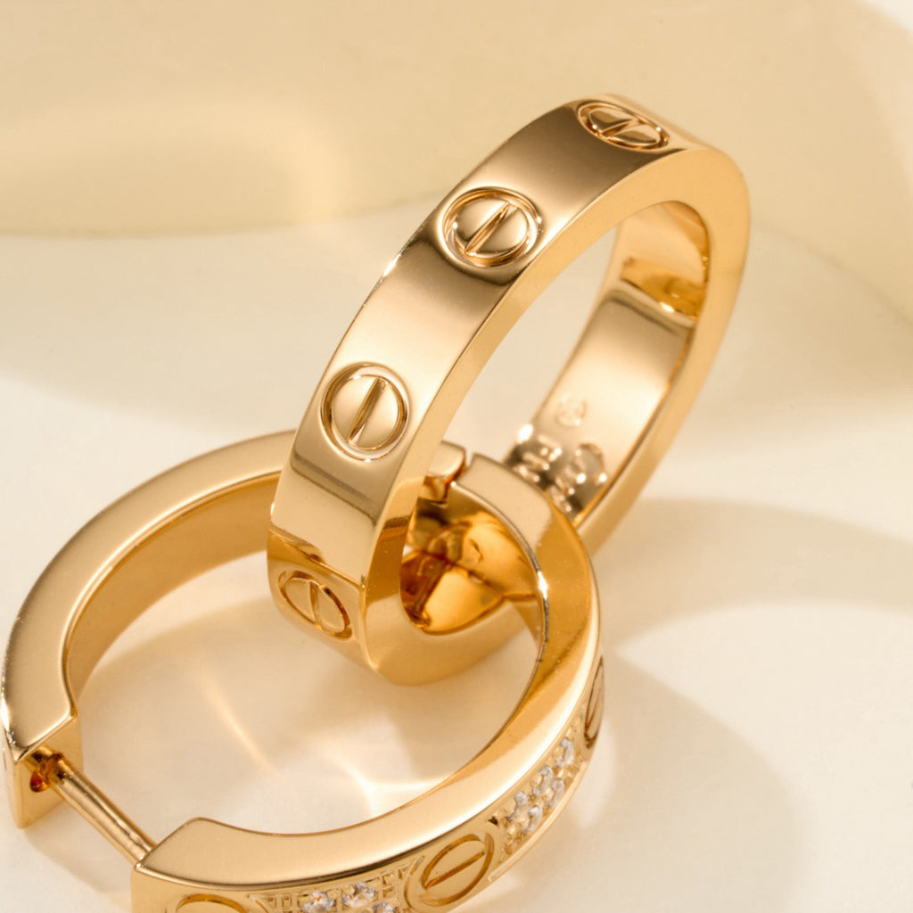 [Renovia Jewelry]LOVE 3.3MM DANGLE HALF DIAMOND EARRINGS