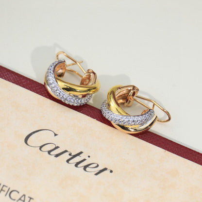 [Renovia Jewelry]TRINITY HALF DIAMOND  CLASSIC EARRINGS