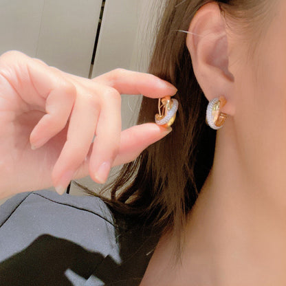 [Renovia Jewelry]TRINITY HALF DIAMOND  CLASSIC EARRINGS