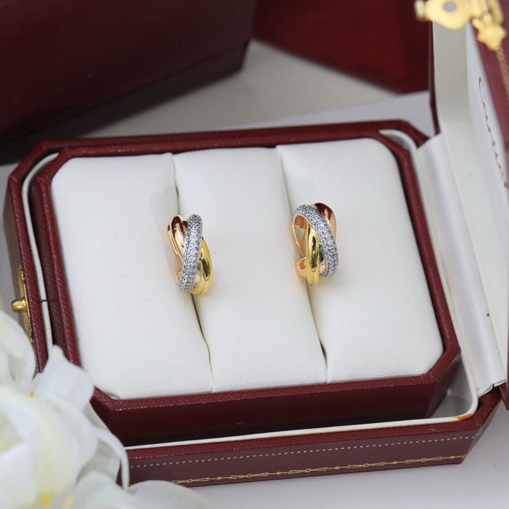 [Renovia Jewelry]TRINITY HALF DIAMOND  CLASSIC EARRINGS