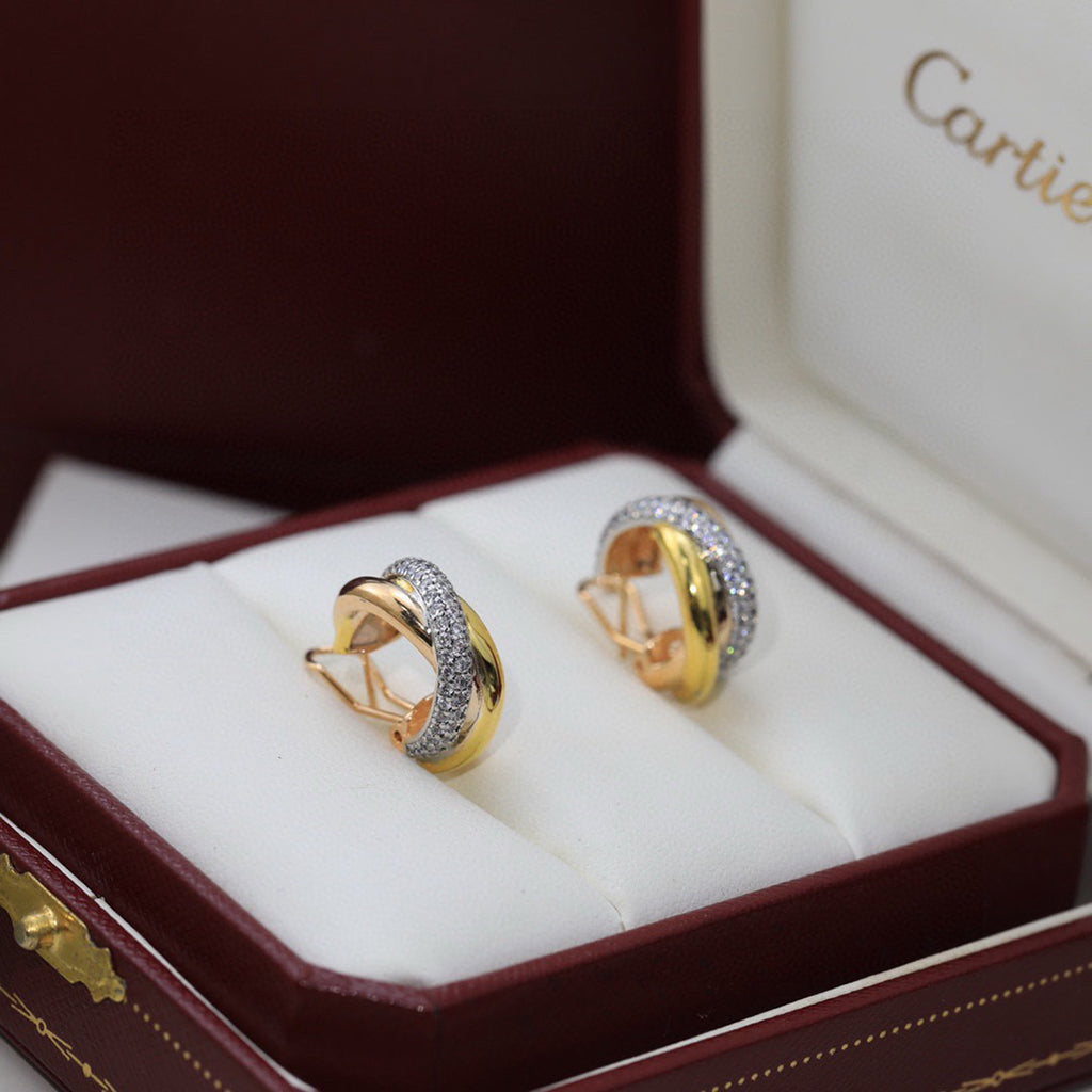 [Renovia Jewelry]TRINITY HALF DIAMOND  CLASSIC EARRINGS