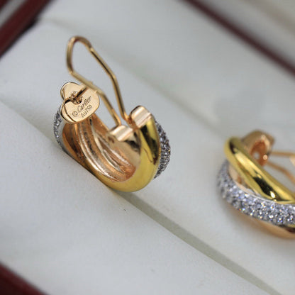 [Renovia Jewelry]TRINITY HALF DIAMOND  CLASSIC EARRINGS