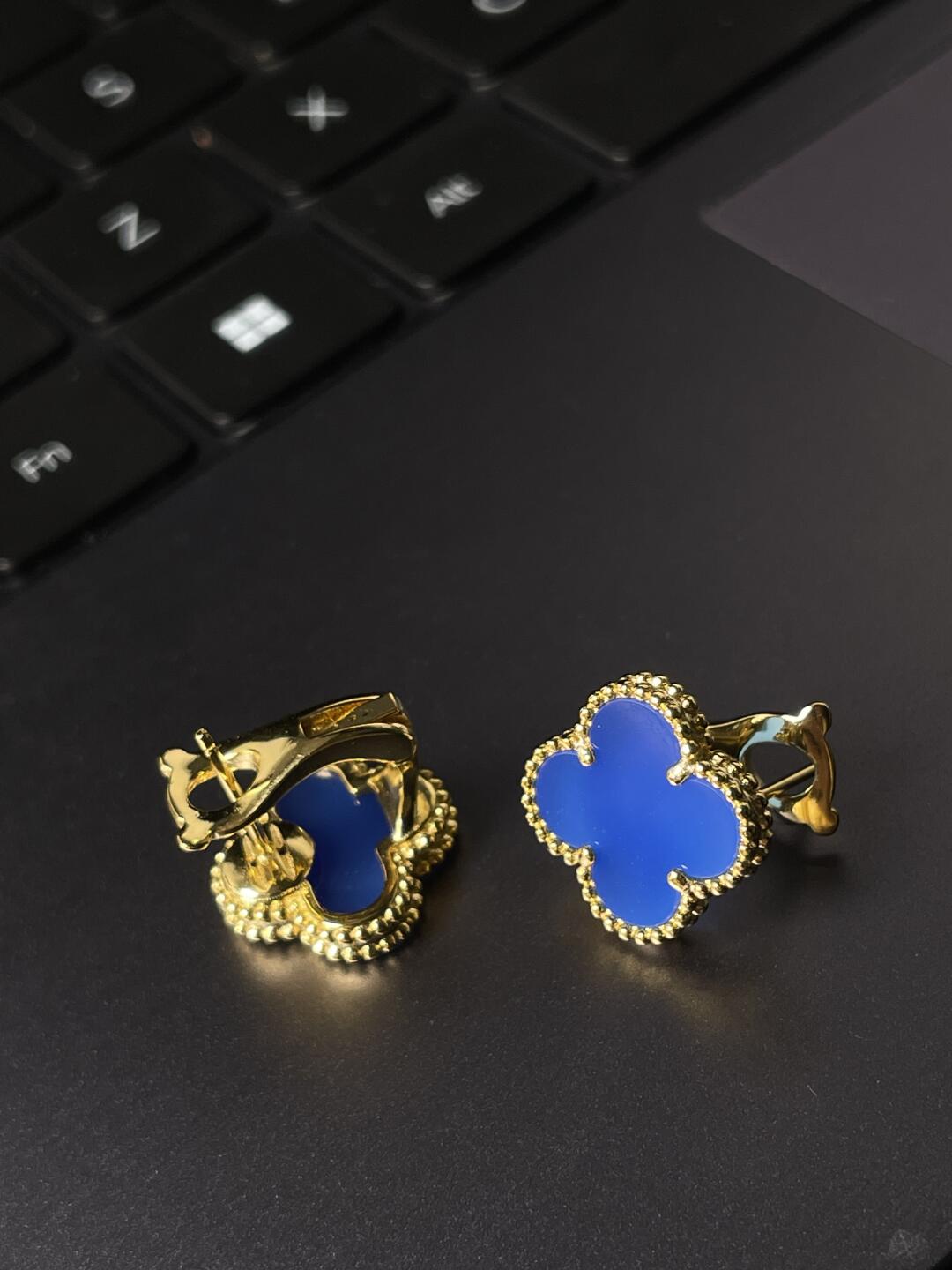 [Renovia Jewelry] CLOVER LARGE (20mm) 1 MOTIFS BLUE MOP STUD EARRINGS