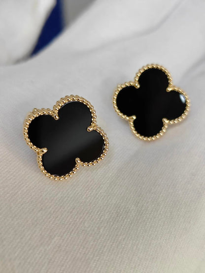 [Renovia Jewelry]CLOVER 20MM BLACK MOP EARRINGS