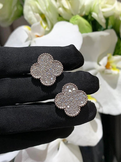 [Renovia Jewelry]CLOVER 20MM MOTIFS DIAMOND STUD EARRINGS SILVER