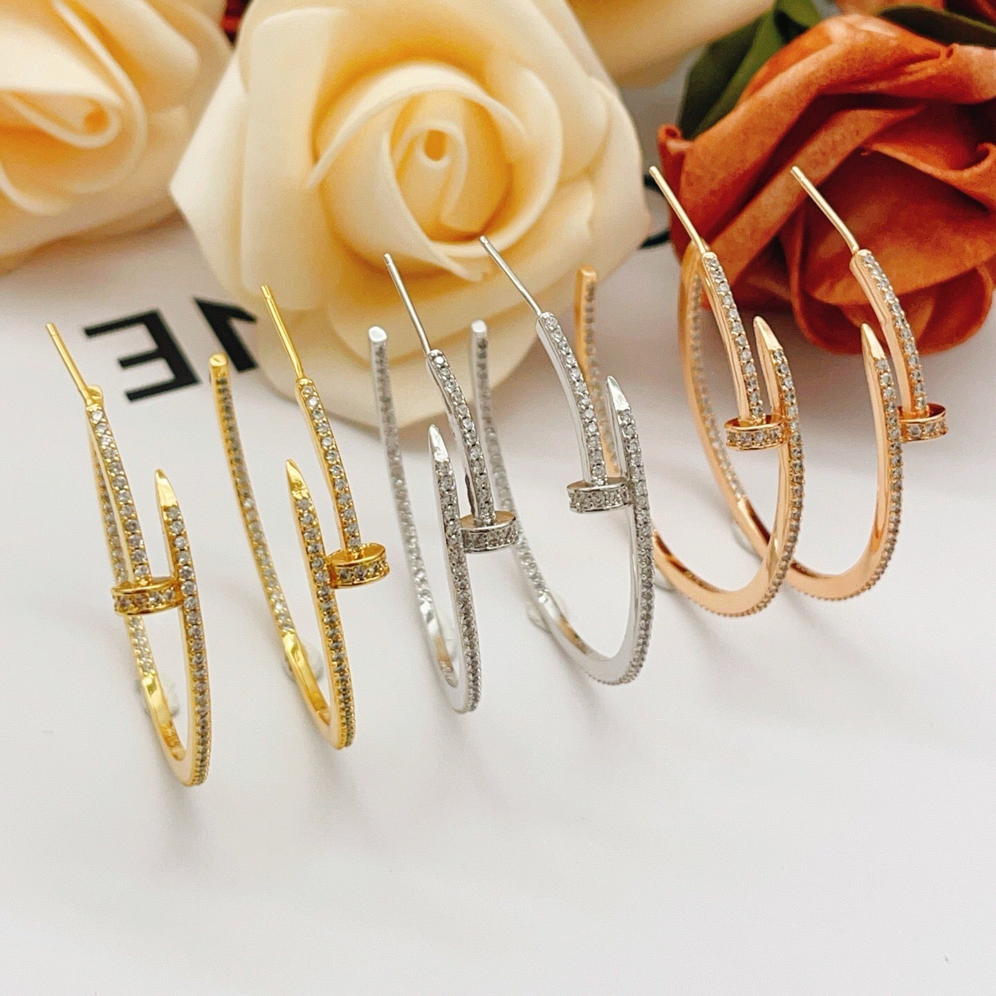 [Renovia Jewelry]JUSTE FULL DIAMOND LARGE EARRINGS