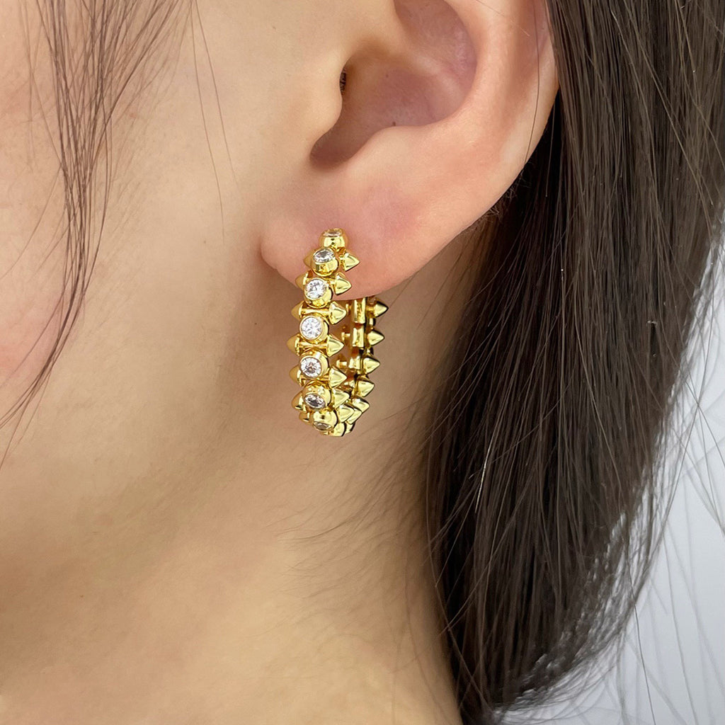[Renovia Jewelry]CLASH FULL DIAMOND MEDIUM EARRINGS