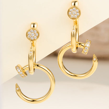[Renovia Jewelry]JUSTE HALF DIAMOND DOUBLE EARRINGS
