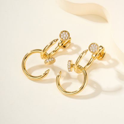 [Renovia Jewelry]JUSTE HALF DIAMOND DOUBLE EARRINGS