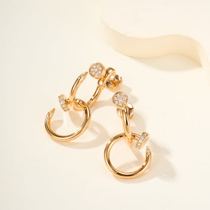 [Renovia Jewelry]JUSTE HALF DIAMOND DOUBLE EARRINGS