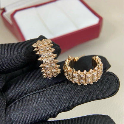 [Renovia Jewelry]CLASH 9.2MM FULL DIAMOND DOUBLE ROW EARRINGS