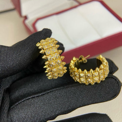 [Renovia Jewelry]CLASH 9.2MM FULL DIAMOND DOUBLE ROW EARRINGS