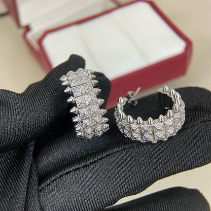 [Renovia Jewelry]CLASH 9.2MM FULL DIAMOND DOUBLE ROW EARRINGS