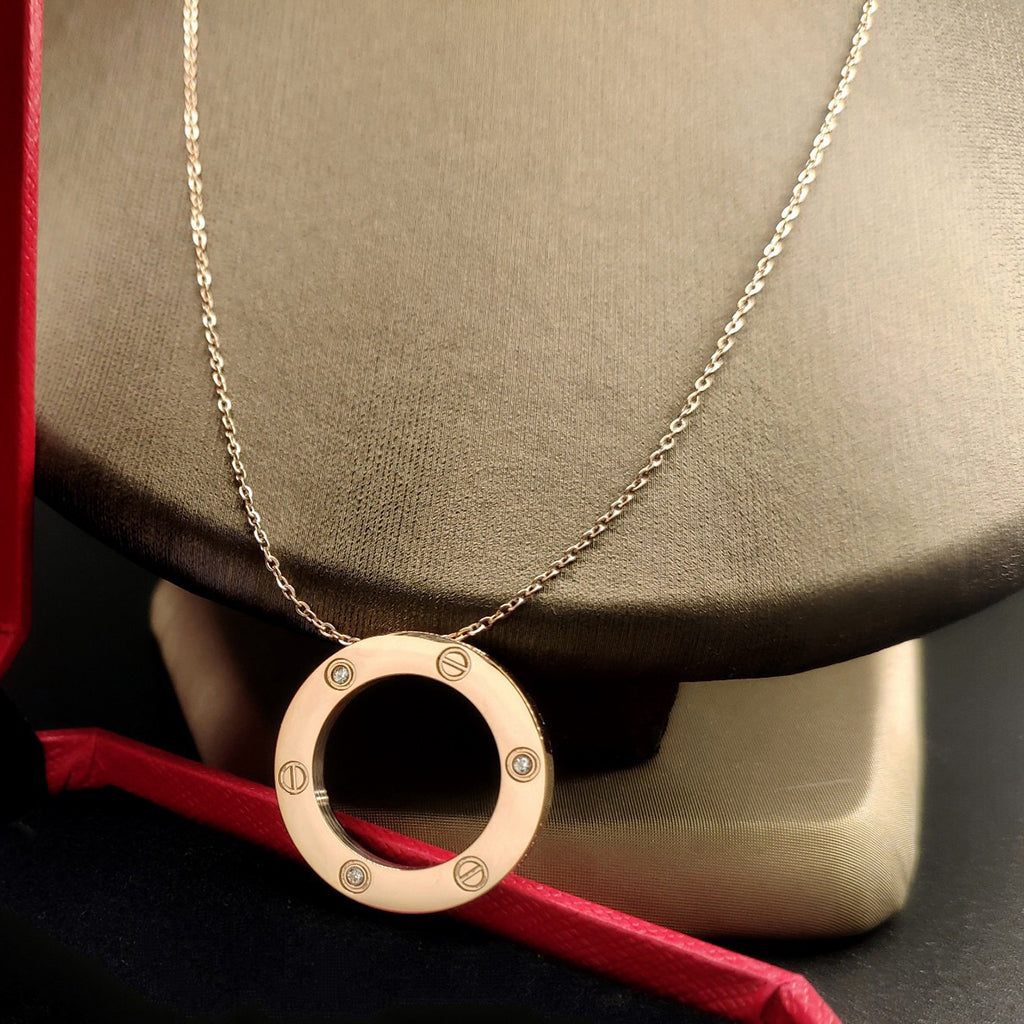 [Renovia Jewelry]LOVE NECKLACE 16MM 3 DIAMONDS