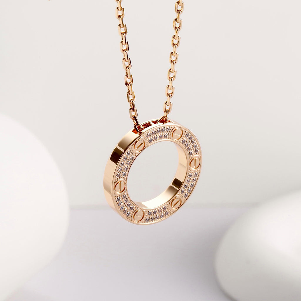 [Renovia Jewelry]LOVE NECKLACE 16MM  FULL DIAMOND