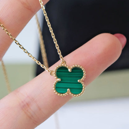 [Renovia Jewelry]CLOVER 15MM MALACHITE SINGLE FLOWER  NECKLACE