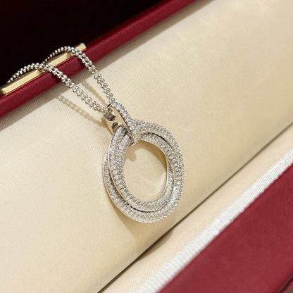 [Renovia Jewelry]TRINITY LARGE FULL DIAMOND  NECKLACE