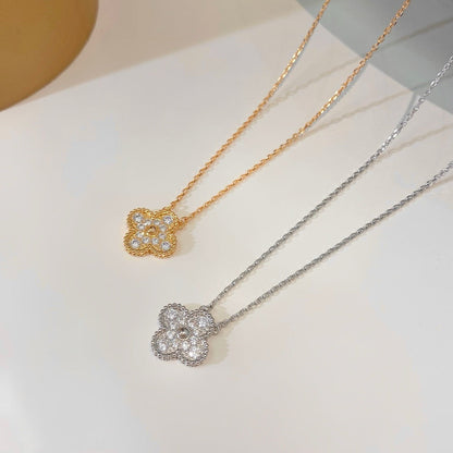 [Renovia Jewelry]CLOVER 15MM DIAMOND SINGLE FLOWER NECKLACE