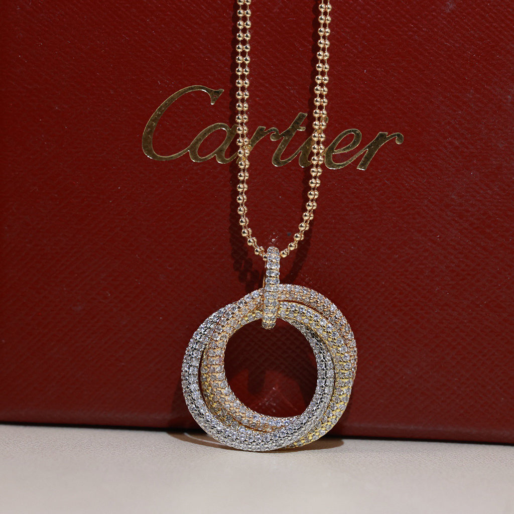 [Renovia Jewelry]TRINITY LARGE FULL DIAMOND  NECKLACE