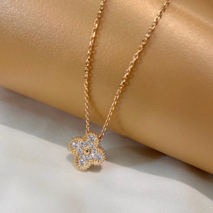 [Renovia Jewelry]CLOVER 15MM DIAMOND SINGLE FLOWER NECKLACE