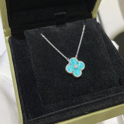 [Renovia Jewelry]CLOVER 15MM DIAMOND SVRES PORCELAIN  NECKLACE SILVER