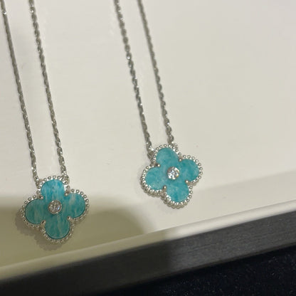 [Renovia Jewelry]CLOVER 15MM DIAMOND SVRES PORCELAIN  NECKLACE SILVER