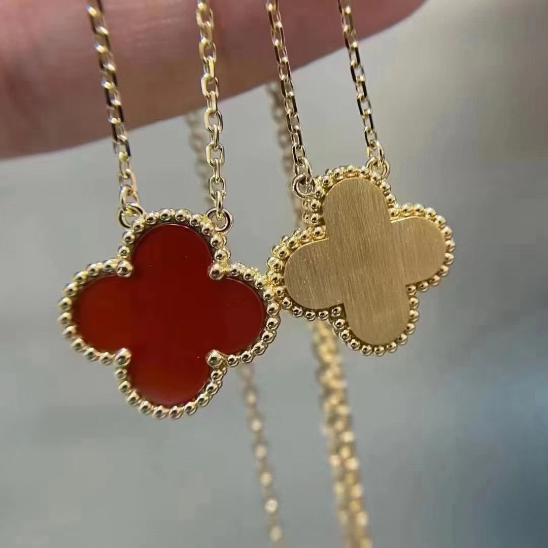 [Renovia Jewelry]CLOVER 15MM CARNELIAN SINGLE FLOWER NECKLACE
