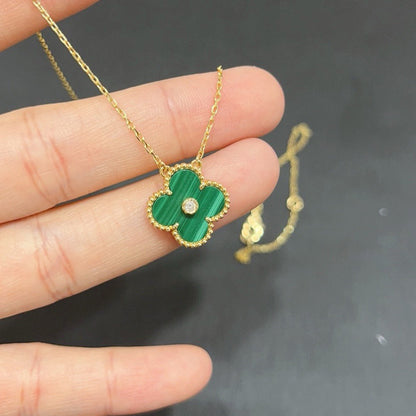 [Renovia Jewelry]CLOVER 15MM DIAMOND TURQUOISE NECKLACE