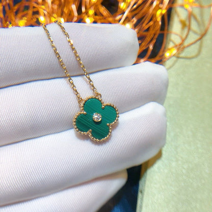 [Renovia Jewelry]CLOVER 15MM DIAMOND TURQUOISE NECKLACE