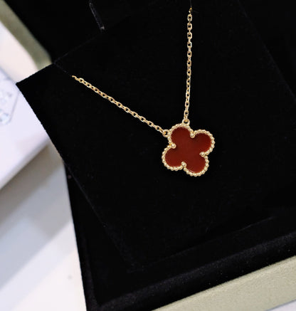 [Renovia Jewelry]CLOVER 15MM CARNELIAN SINGLE FLOWER NECKLACE