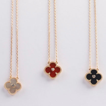 [Renovia Jewelry]CLOVER 15MM DIAMOND CARNELIAN NECKLACE
