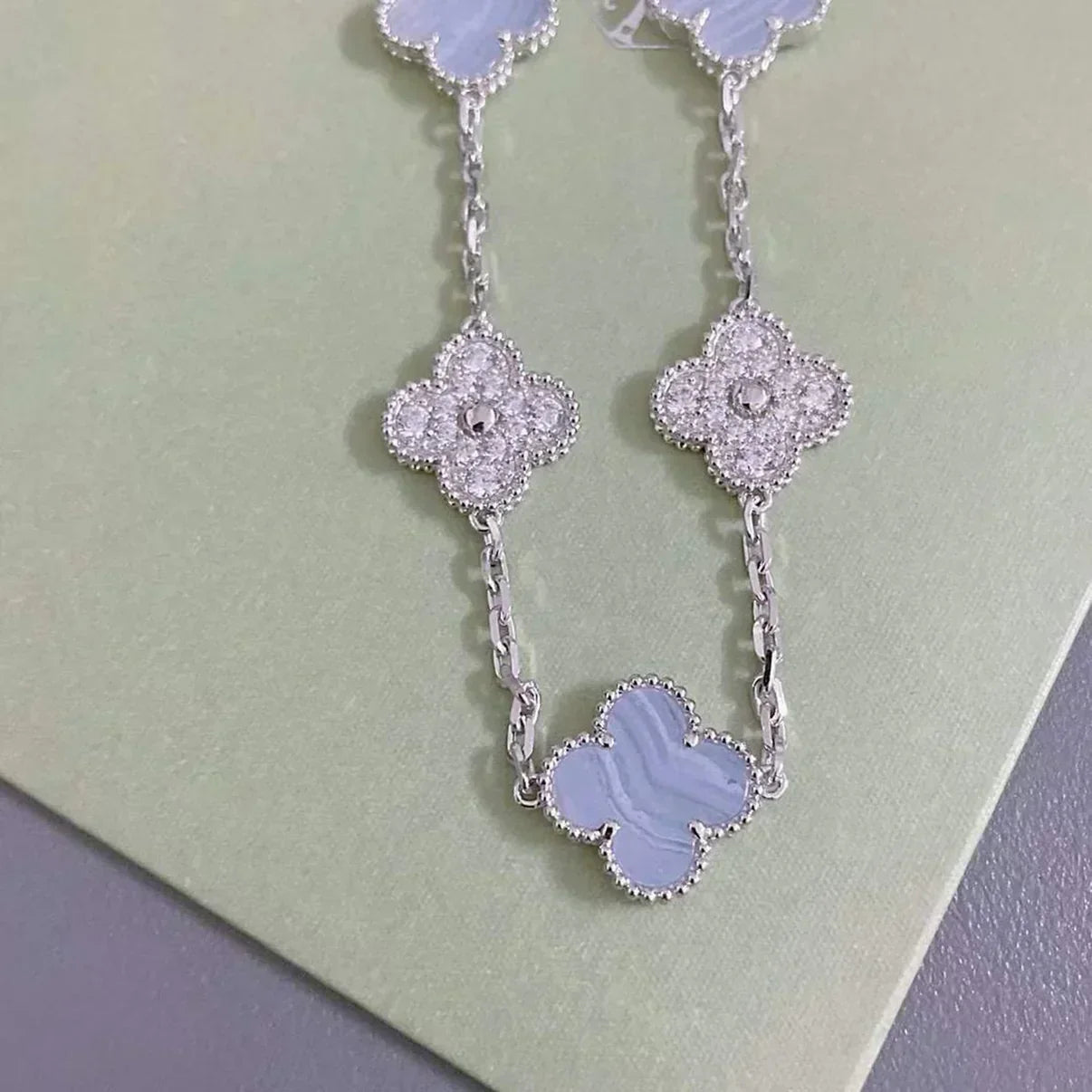 [Renovia Jewelry] CLOVER 5 MOTIF PURPLE CHALCEDONY BRACELET COLLECTION