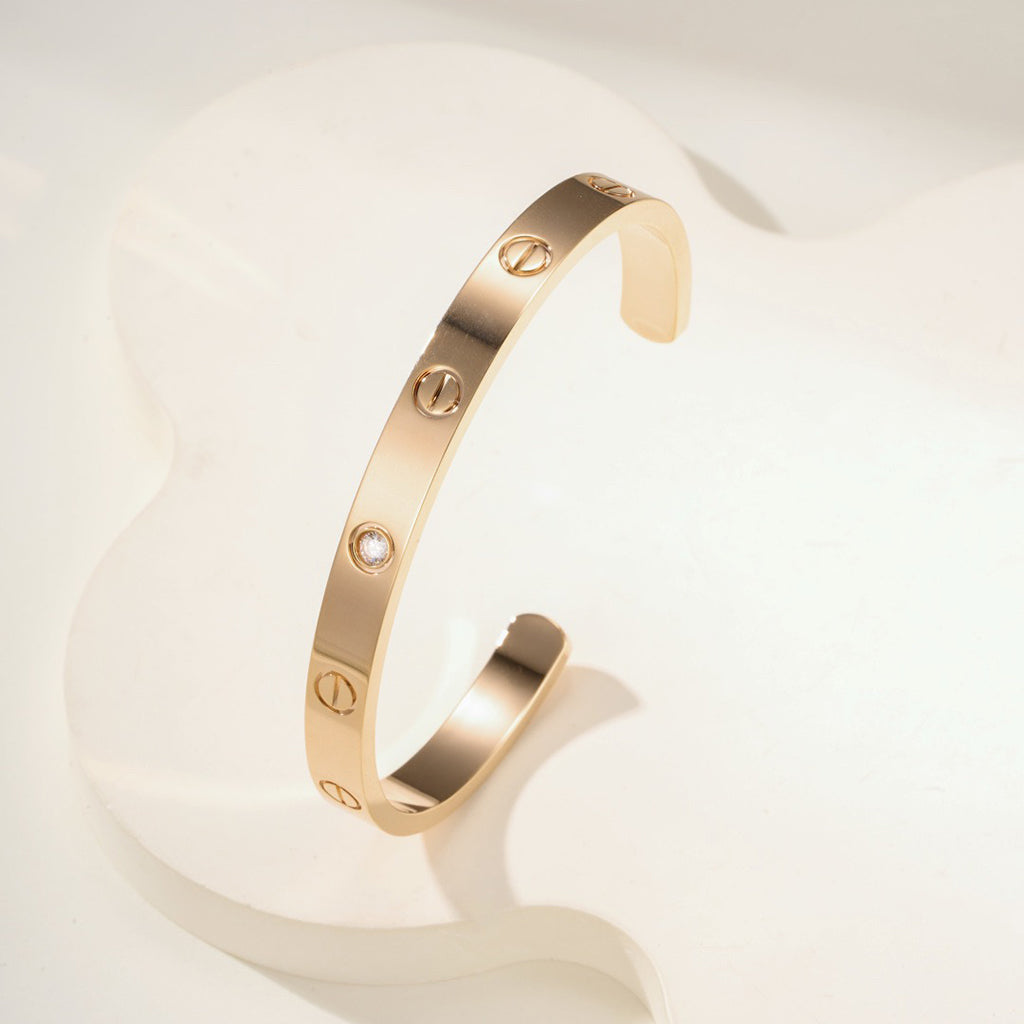 [Renovia Jewelry]LOVE BRACELET 6.1MM 1 DIAMOND OPEN CUFF