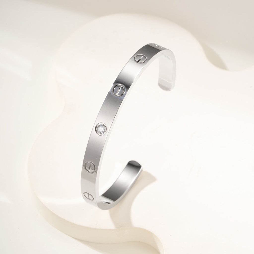 [Renovia Jewelry]LOVE BRACELET 6.1MM 1 DIAMOND OPEN CUFF