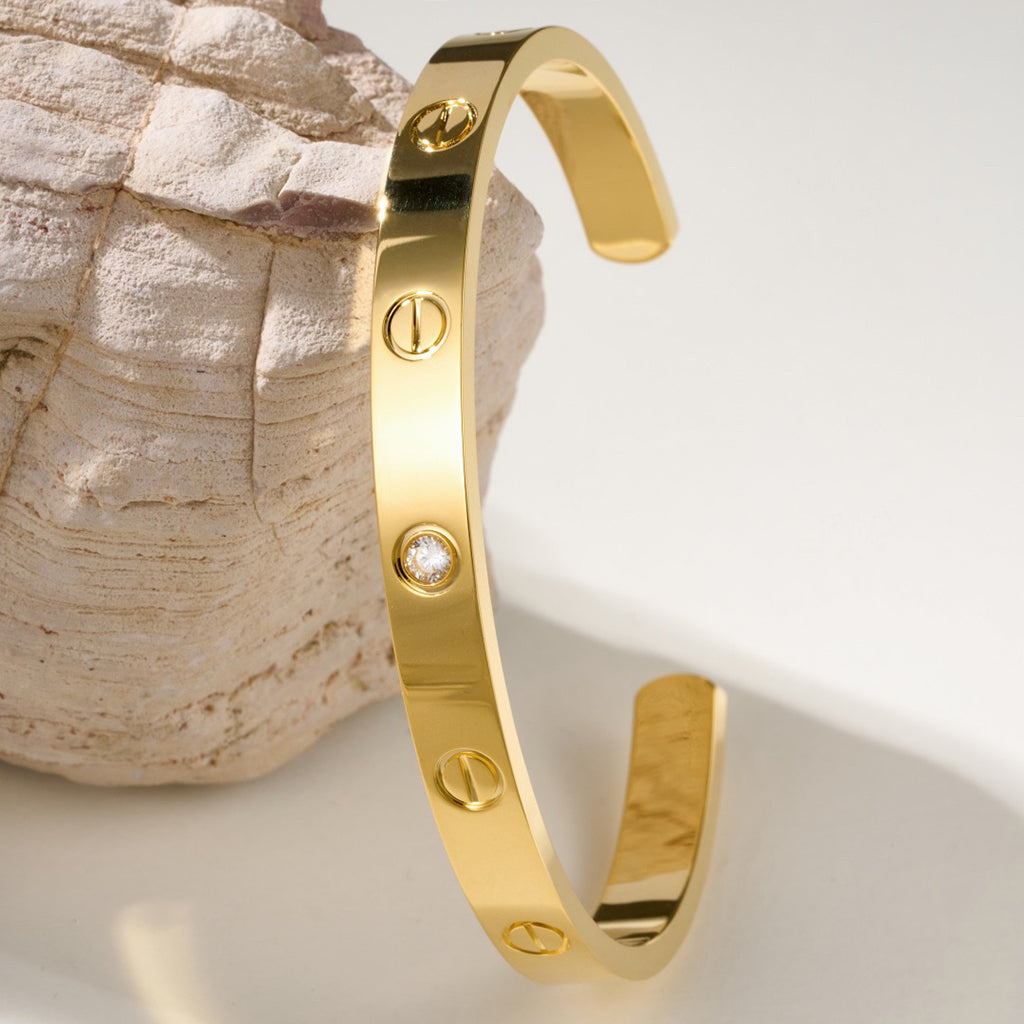 [Renovia Jewelry]LOVE BRACELET 6.1MM 1 DIAMOND OPEN CUFF