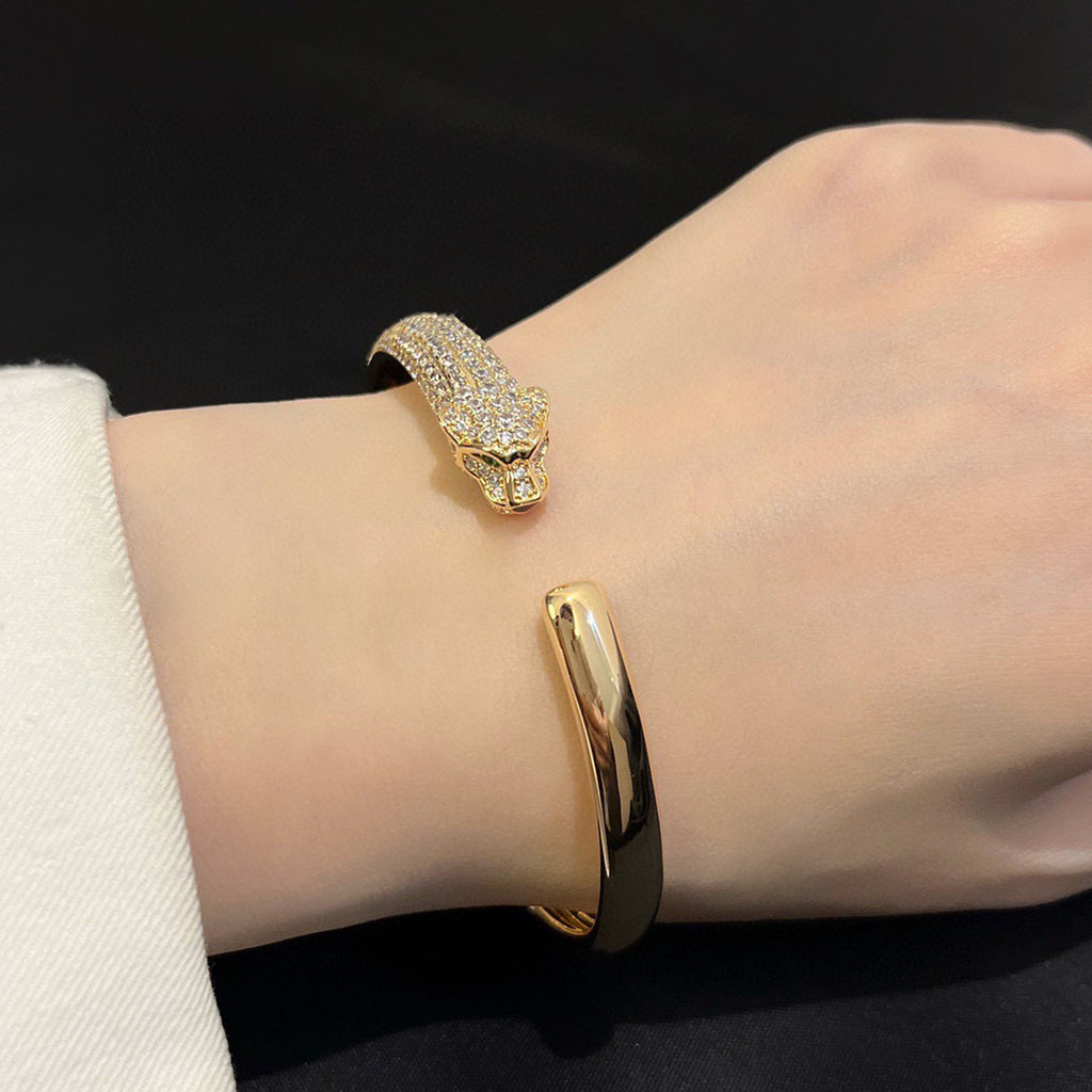 [Renovia Jewelry]PANTHERE HALF DIAMOND OPEN BRACELET