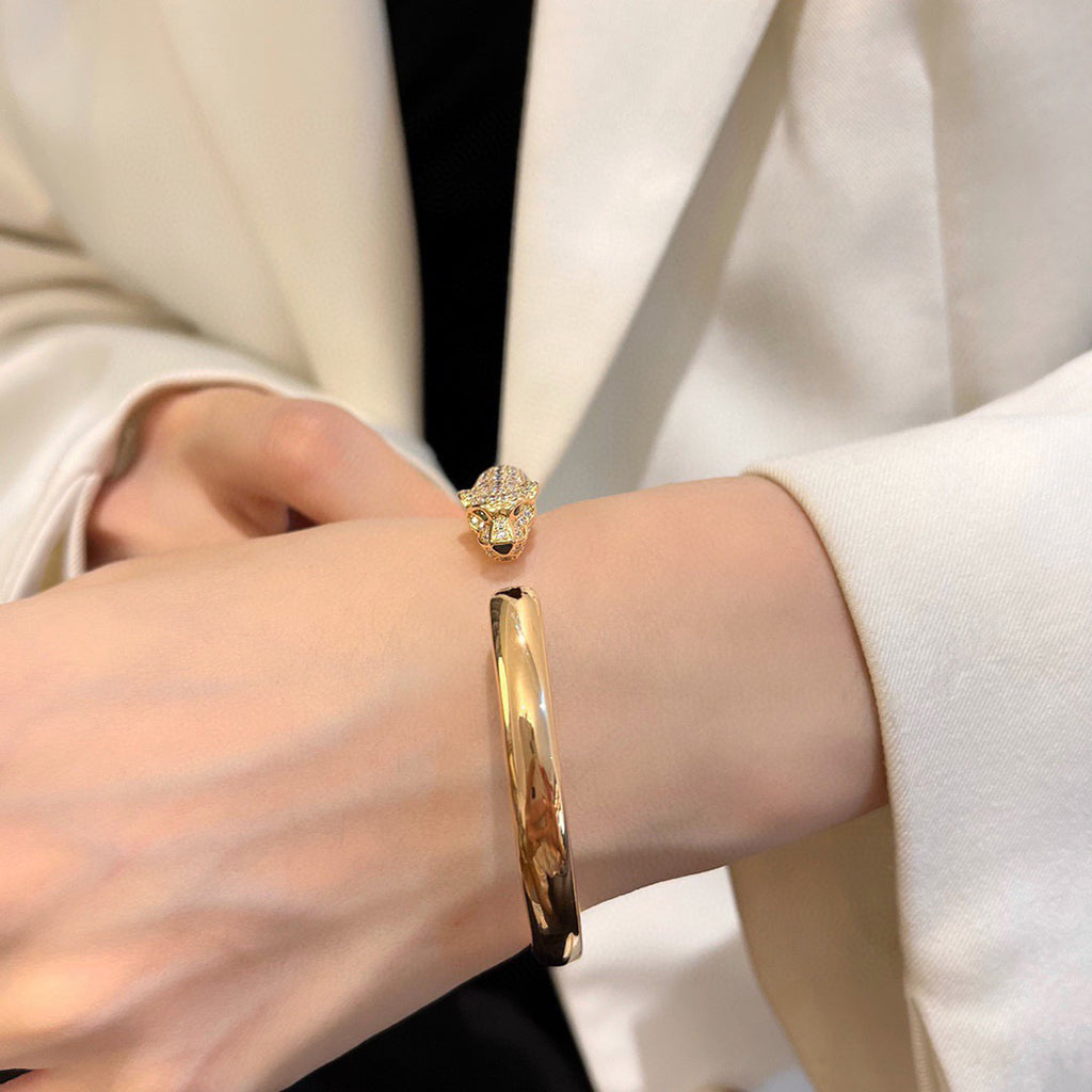 [Renovia Jewelry]PANTHERE HALF DIAMOND OPEN BRACELET