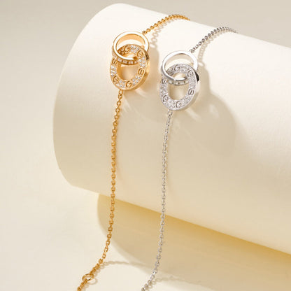 [Renovia Jewelry]LOVE DOUBLE RING FULL DIAMOND BRACELET